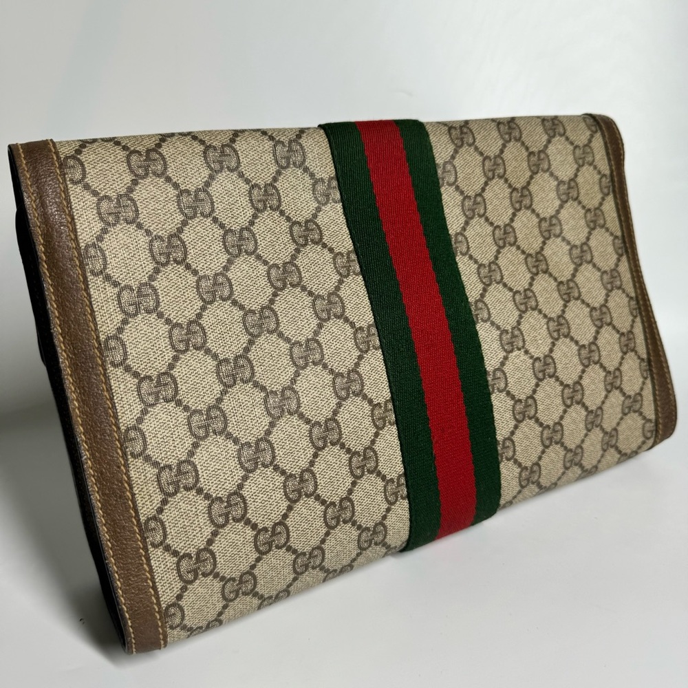 🔴SOLD🔴Gucci Large Ophidia Sherry Line Supreme GG Monogram Clutch - Picture 12 of 13